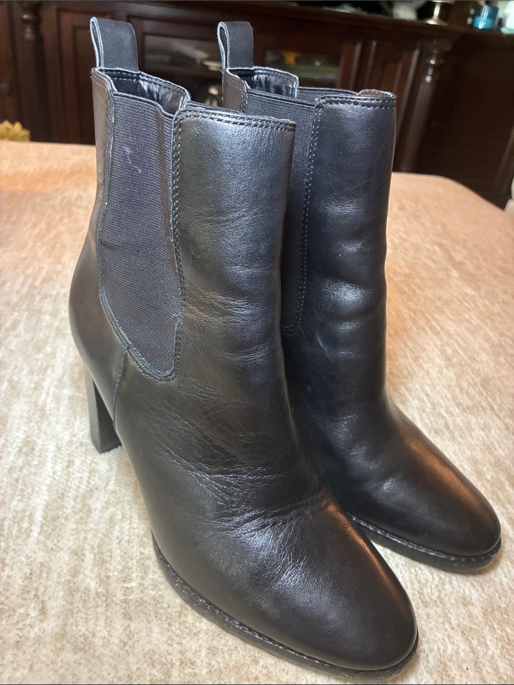 Lauren Ralph Lauren Black Leather Chelsea Ankle Boots